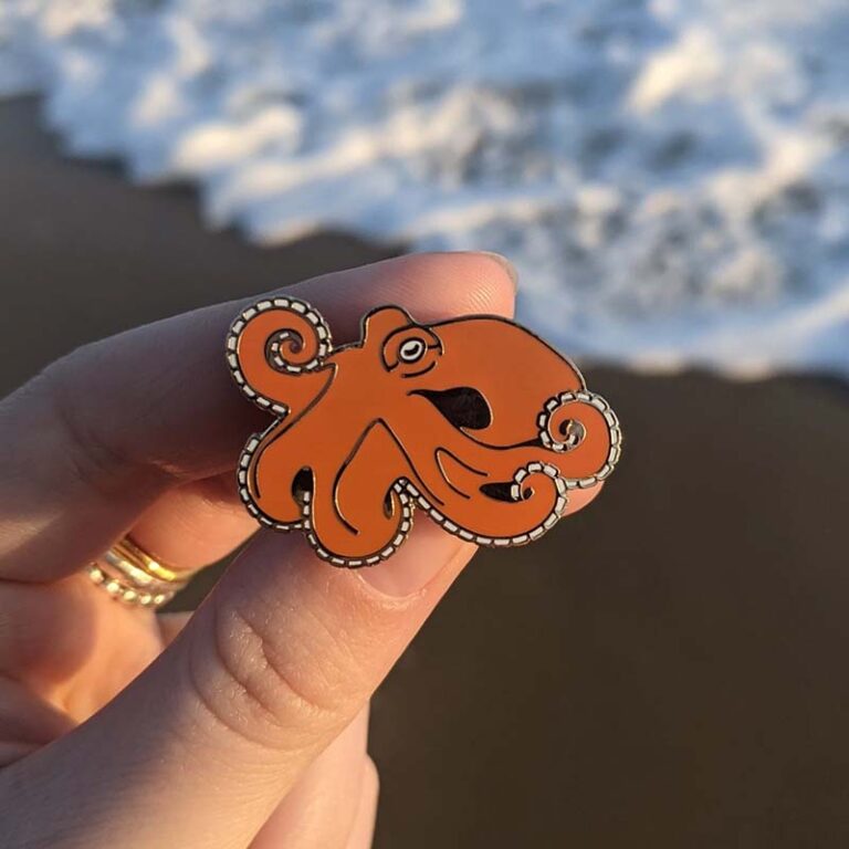 Octopus pin badge - sea animal pin - i heart badges