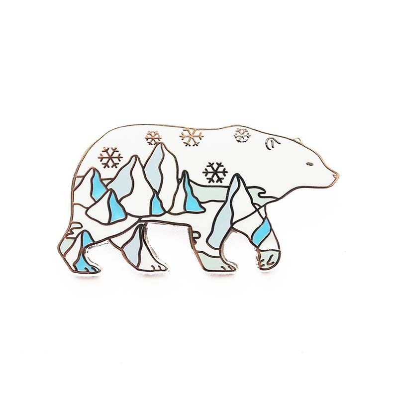 Polar bear pin badge - i heart badges